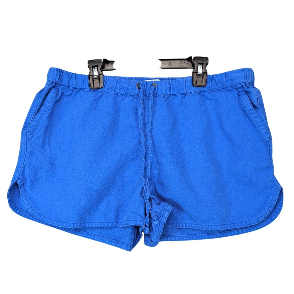 J Crew Cobalt Blue Linen Casual Shorts Womens M Elastic Waist Dolphin Hem Beachy